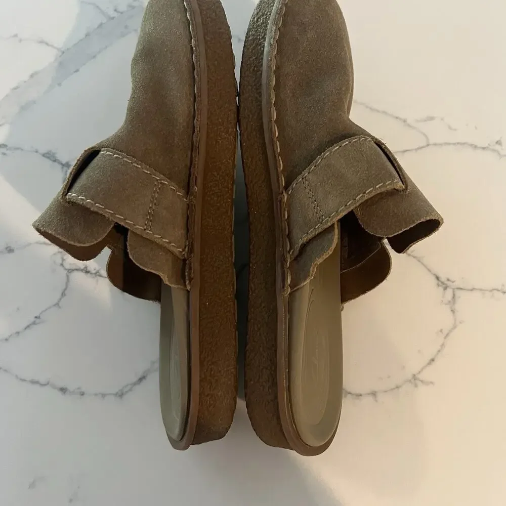 Clarks Originals Mens Mule Beige Tan Suede Casual Shoes Size 10 Comfort